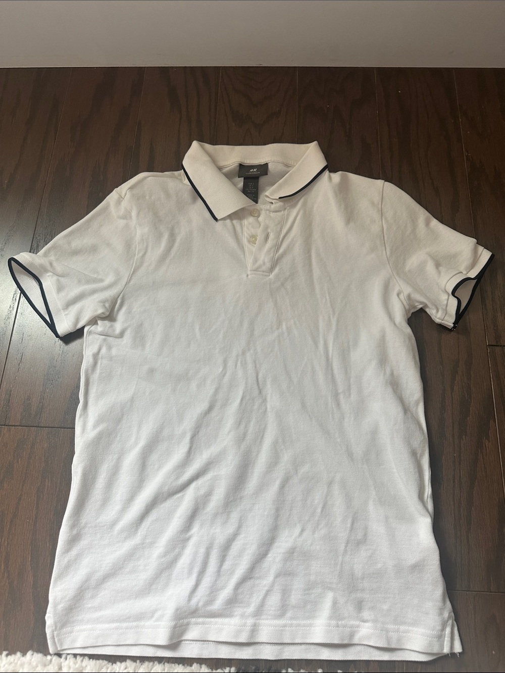 H&M White Polo with Black Trim Slim Fit